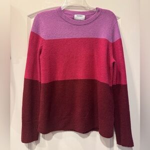 Old Navy - Women’s Colorblock Striped Sweater in Pink, Purple, and Red Burgundy
